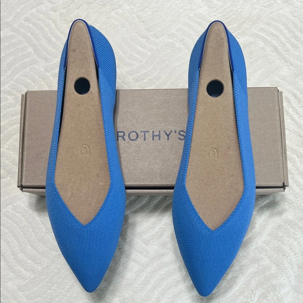 Rothy’s The Point II Oasis Blue Flats NIB Size 12.5 Recycled Knit Pointed Toe